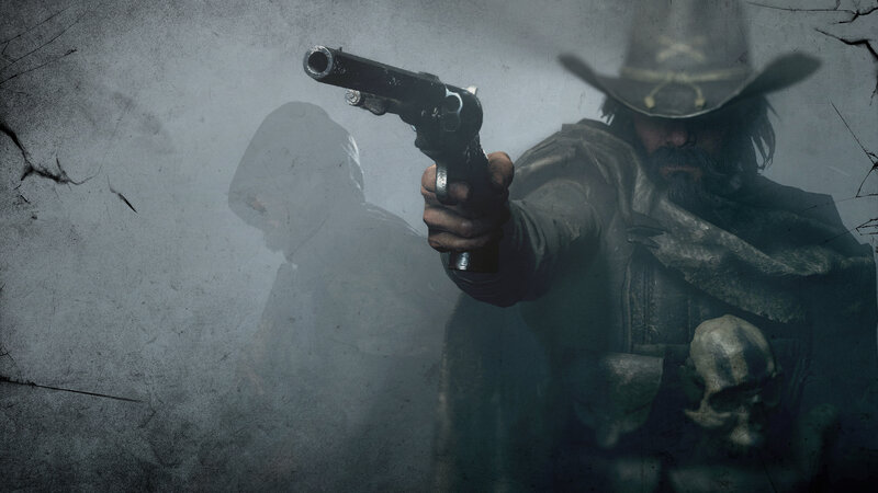 Man in Cowboy Hat Holding Gun — Gray