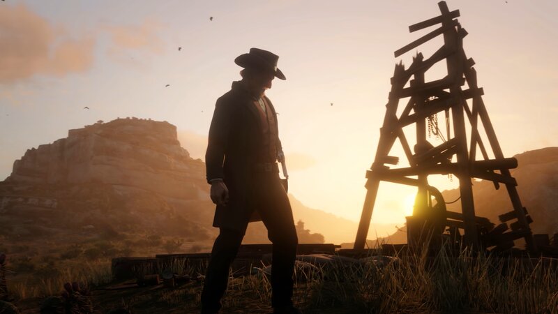 Man in Cowboy Hat — Orange, Dramatic, Sunset