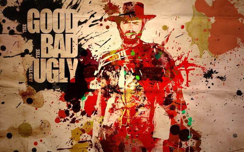Man in Cowboy Hat — Red, Dramatic, Digital Art, Paint Splatters