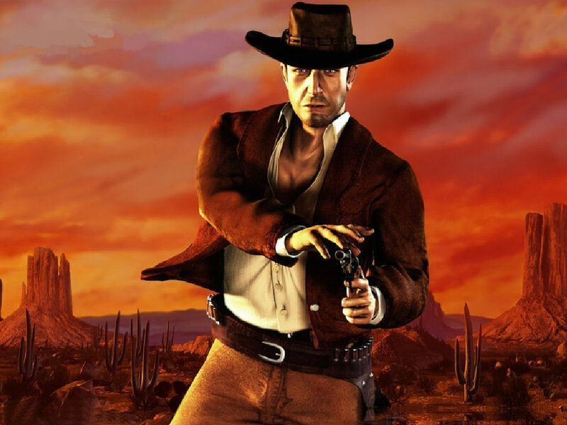 Man in Cowboy Hat — Red, Dramatic, Sunset, Digital Art