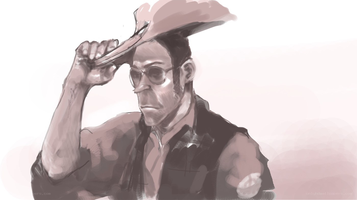 man in cowboy hat sketch