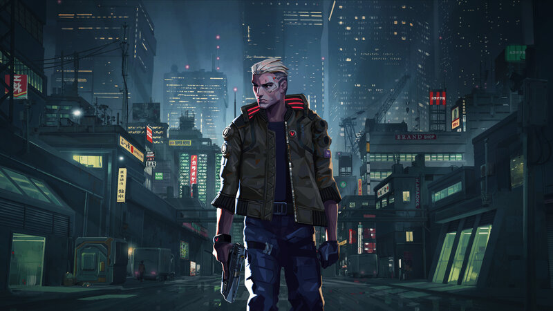 Man in Cyberpunk Jacket