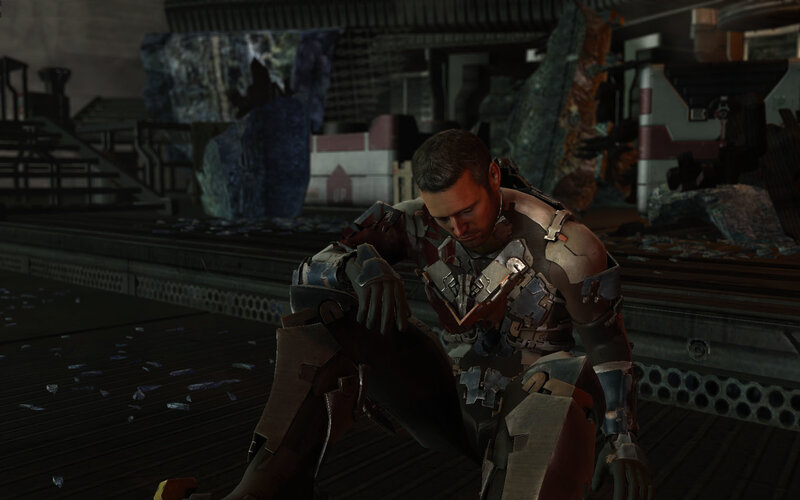 man in damaged armor