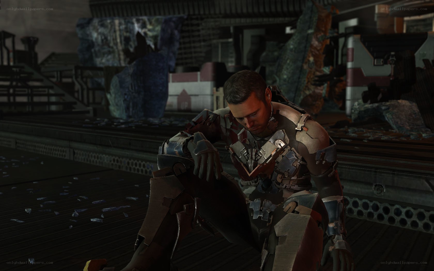 man in damaged armor