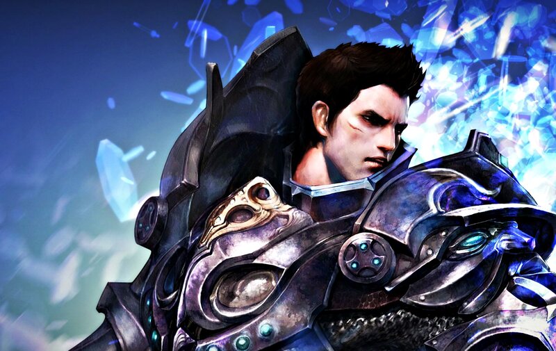 Man in Dark Armor — Blue, Dramatic