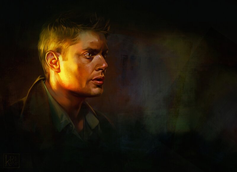 Man in Dark Jacket — Yellow, Dramatic, Digital Art