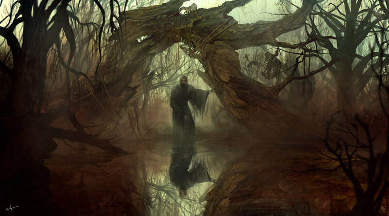 Man in Dark Robe — Brown, Digital Art