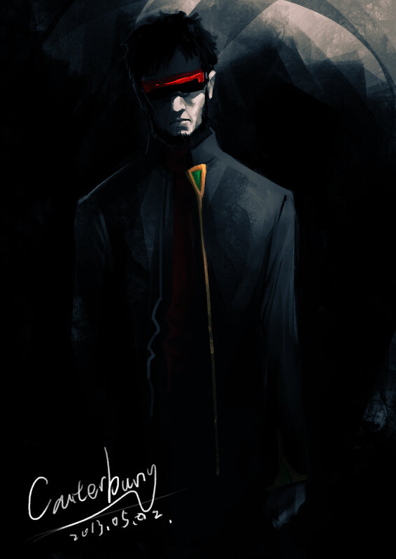 Man in Dark Suit — Black, Dramatic, Night, Digital Art