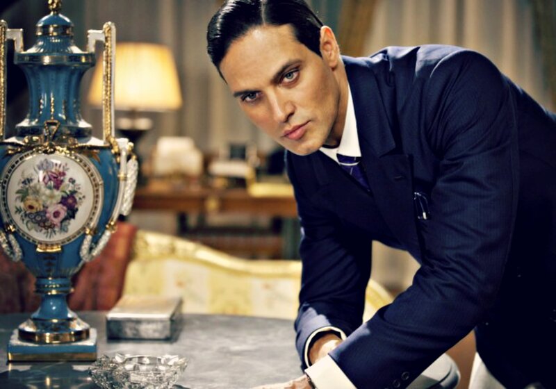 Man in Dark Suit — Blue, Dramatic, Photograph, Blue Vase