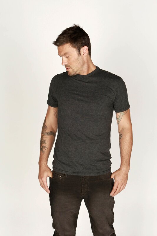 man in dark t-shirt and jeans