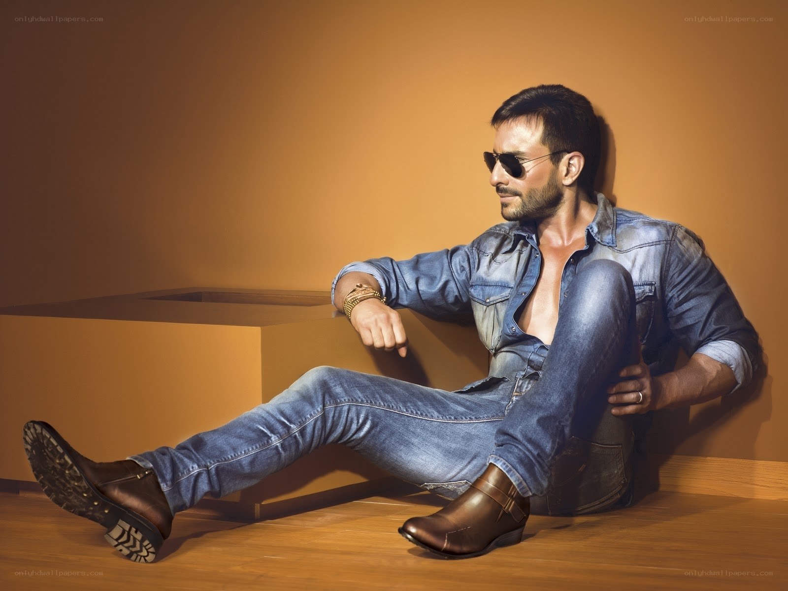 Man in denim and sunglasses
