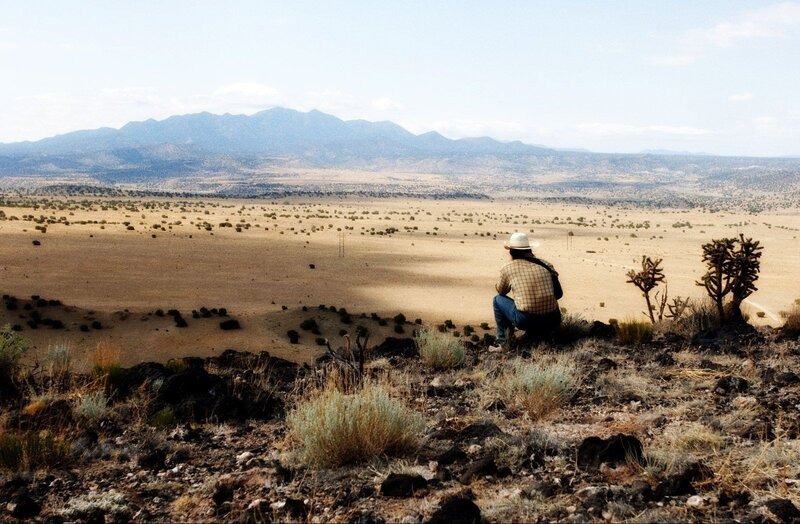 Man in desert landscape