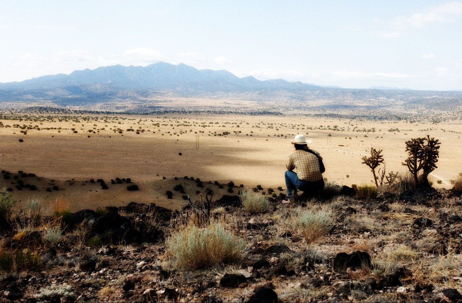Man in desert landscape