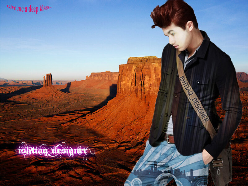 Man in Desert Landscape — Blue