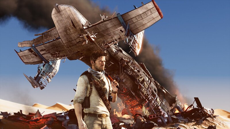 Man in Desert with Plane Wreck — Blue