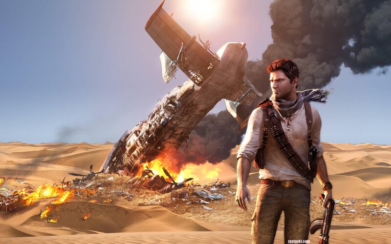 Man in Desert with Plane Wreck — Brown