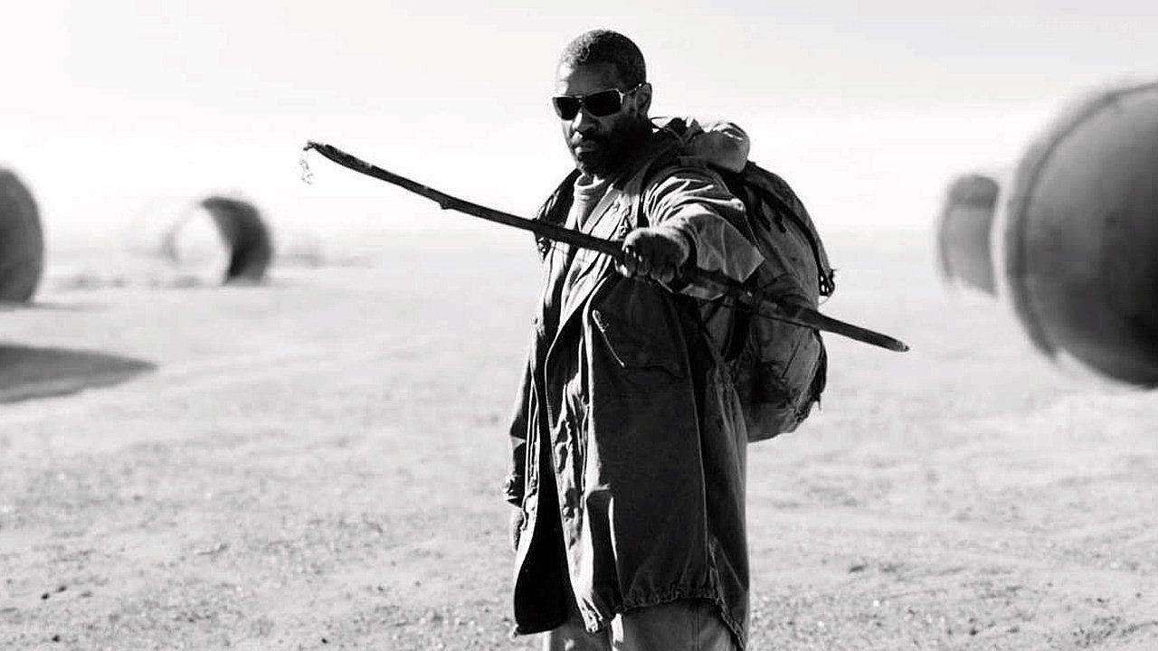 man in desert with stick