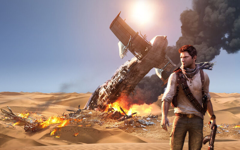 Man in Desert with Wreckage