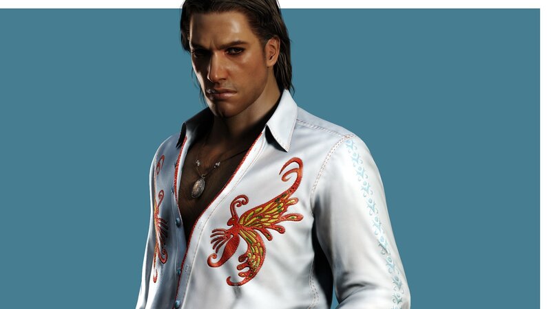 Man in Embroidered Shirt — White