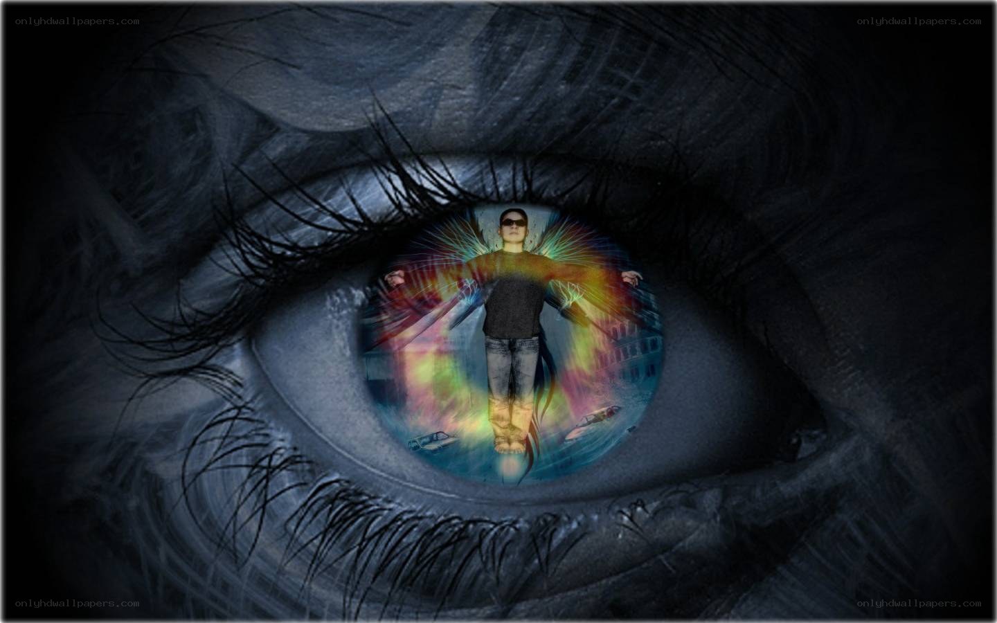 man in eye reflection