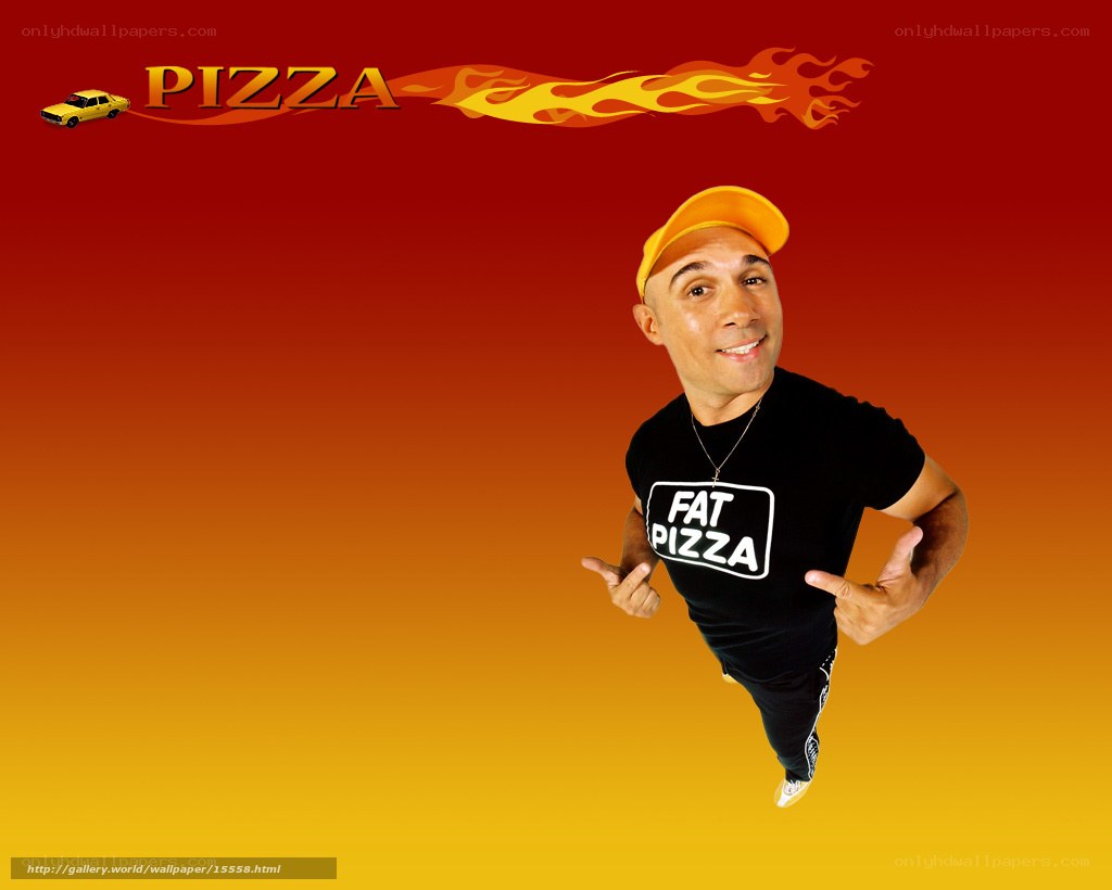 man in fat pizza shirt