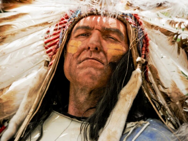 Man in Feather Headdress — White