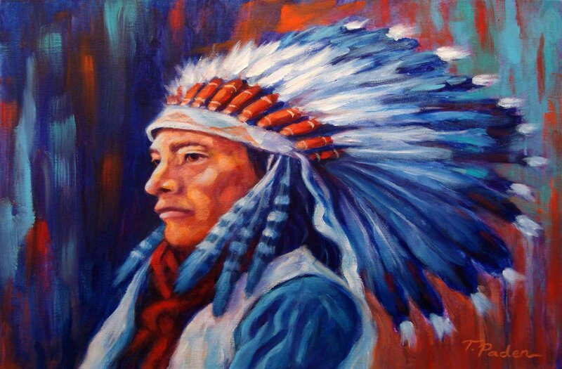 Man in Feathered Headdress — Blue