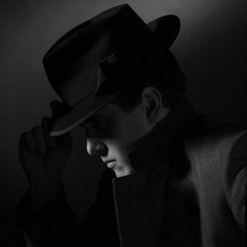 Man in Fedora Hat — Black, Dramatic, Photograph