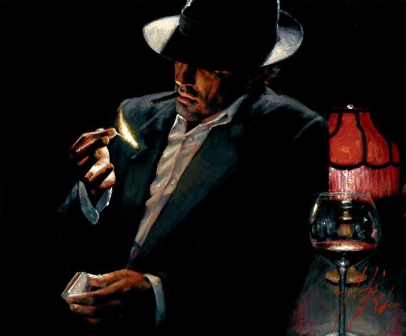 Man in Fedora Lighting Cigar