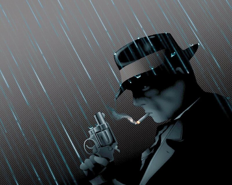 Man in Fedora Smoking — Black