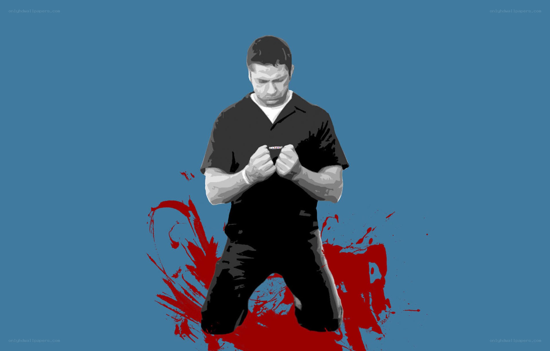 man in fighting stance