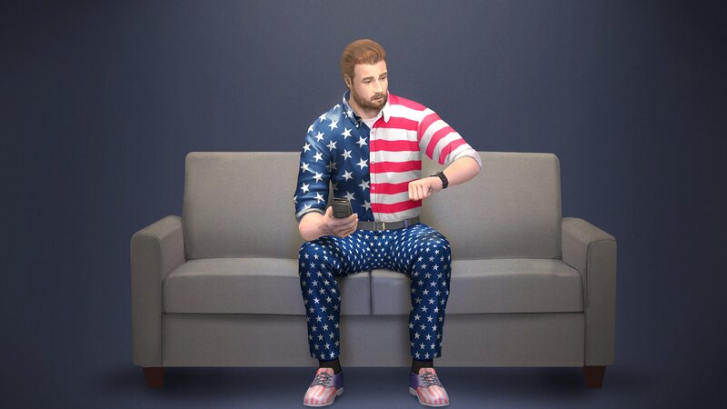Man in Flag-themed Outfit