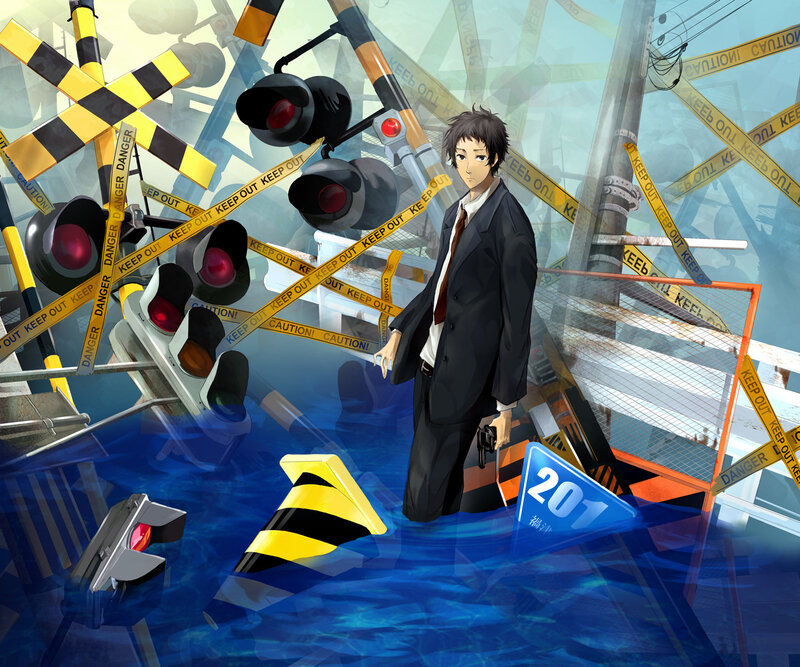 Man in flooded train crossing