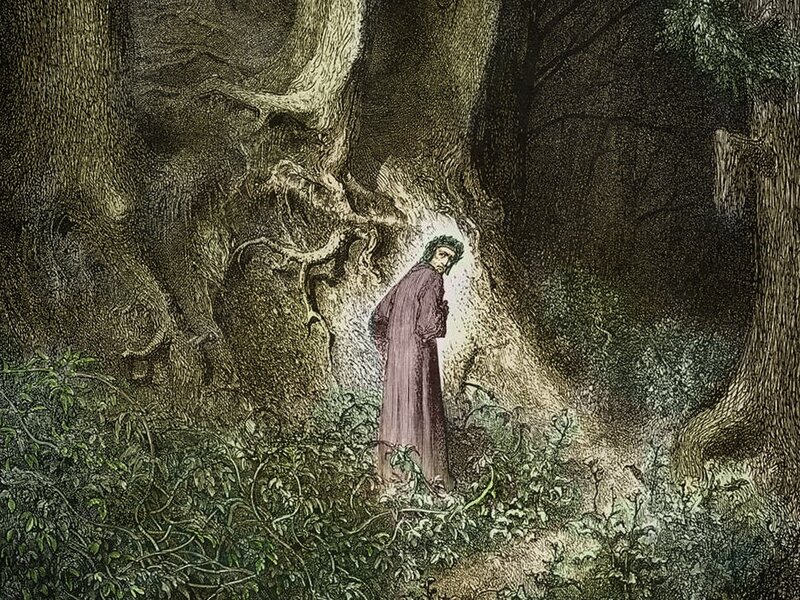 Man in Forest — Green, Dramatic, Night