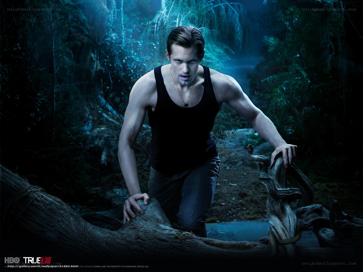 man in forest with fangs