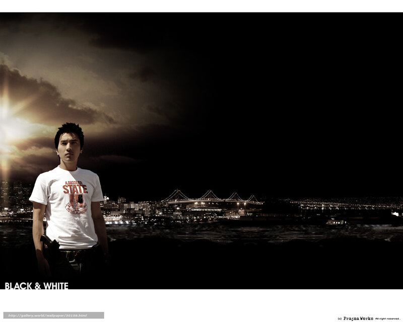 Man in front of city skyline