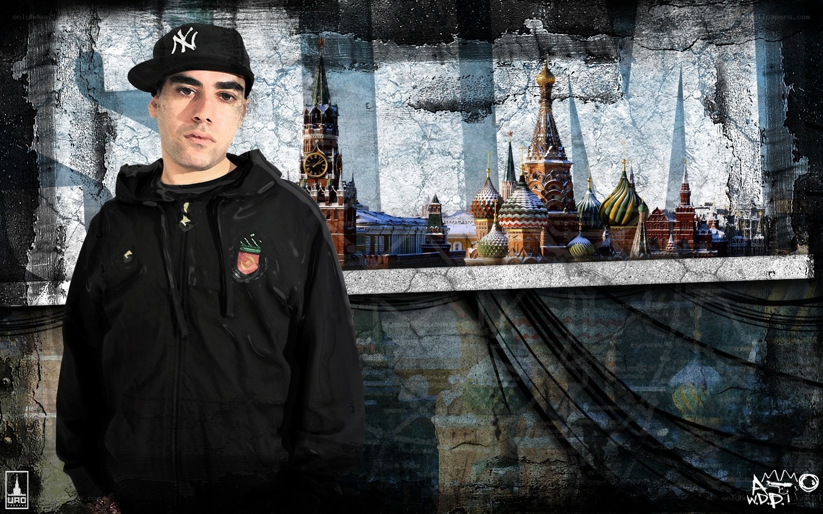Man in front of Moscow skyline