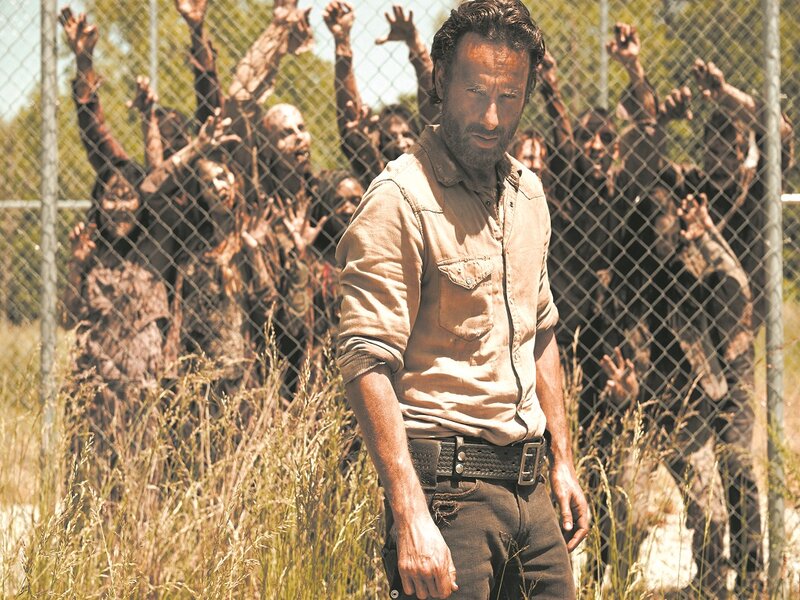 Man in Front of Zombies