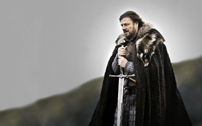 Man in Fur Cloak — Black, Dramatic, Photograph, Sword, Mountain, Gray