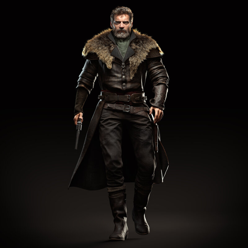 Man in Fur Coat — Black, Serious
