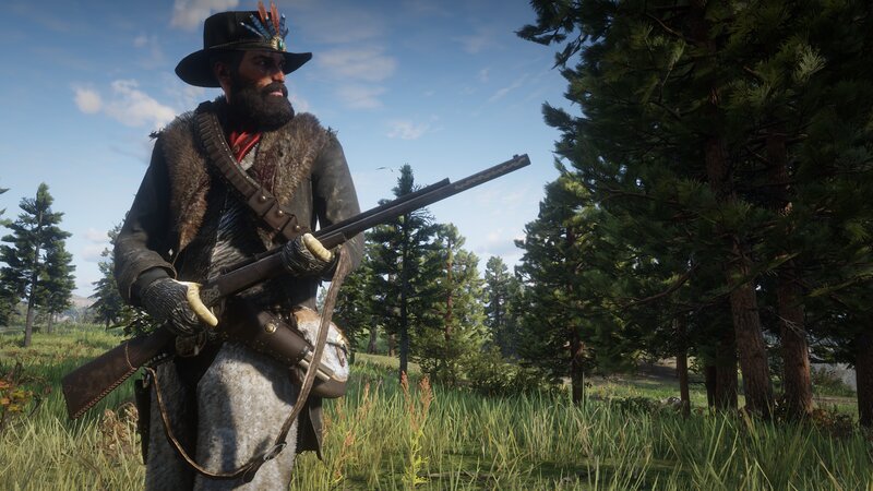 Man in Fur Coat Holding Rifle