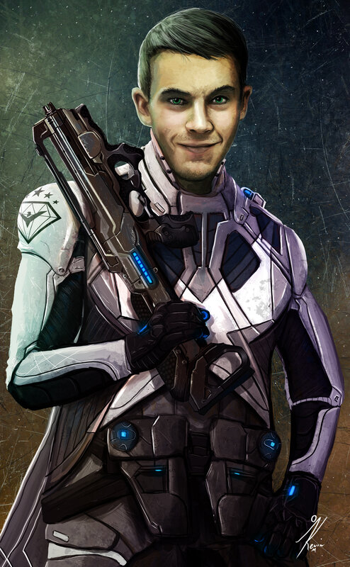 Man in Futuristic Armor — White
