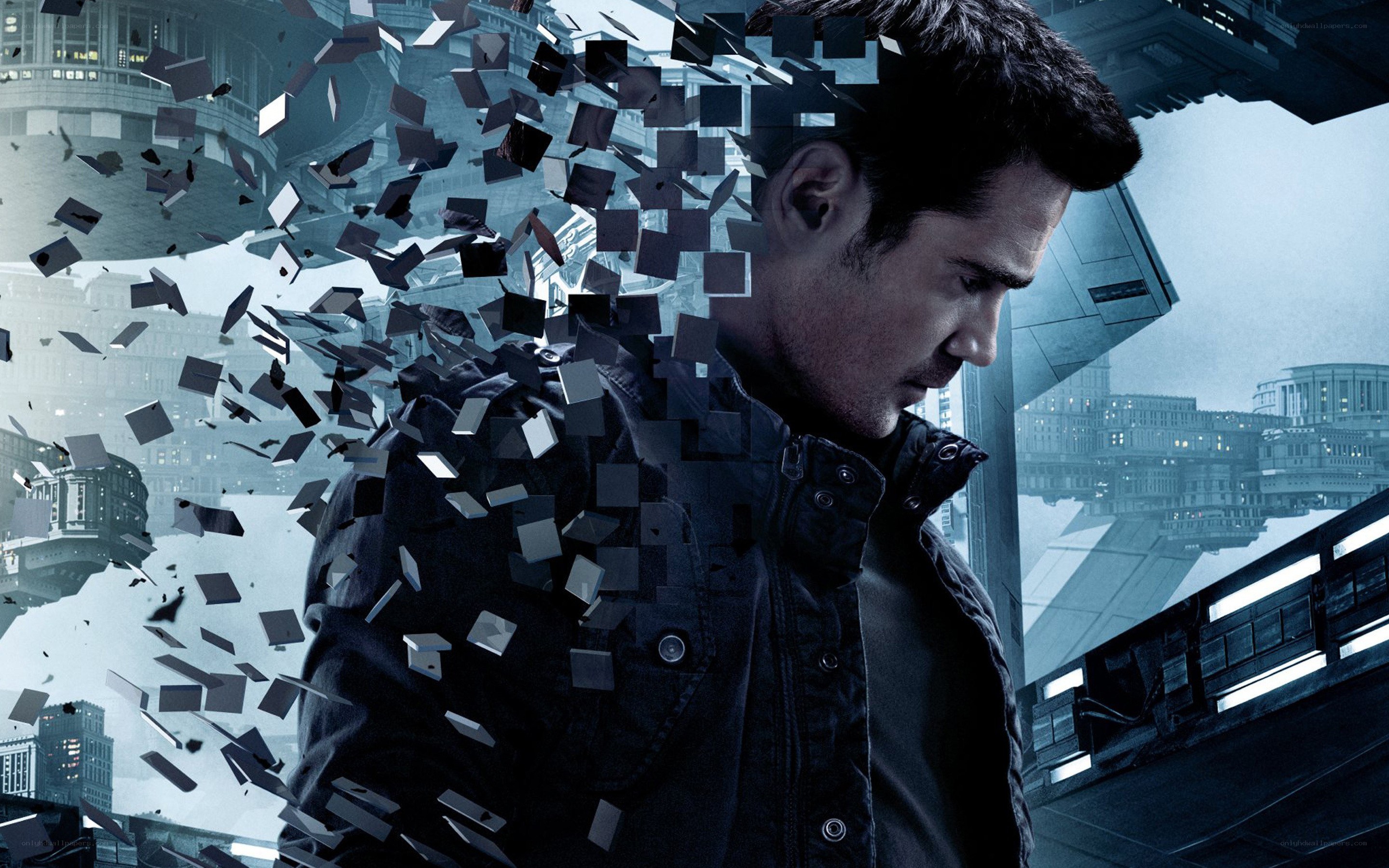 man in futuristic city