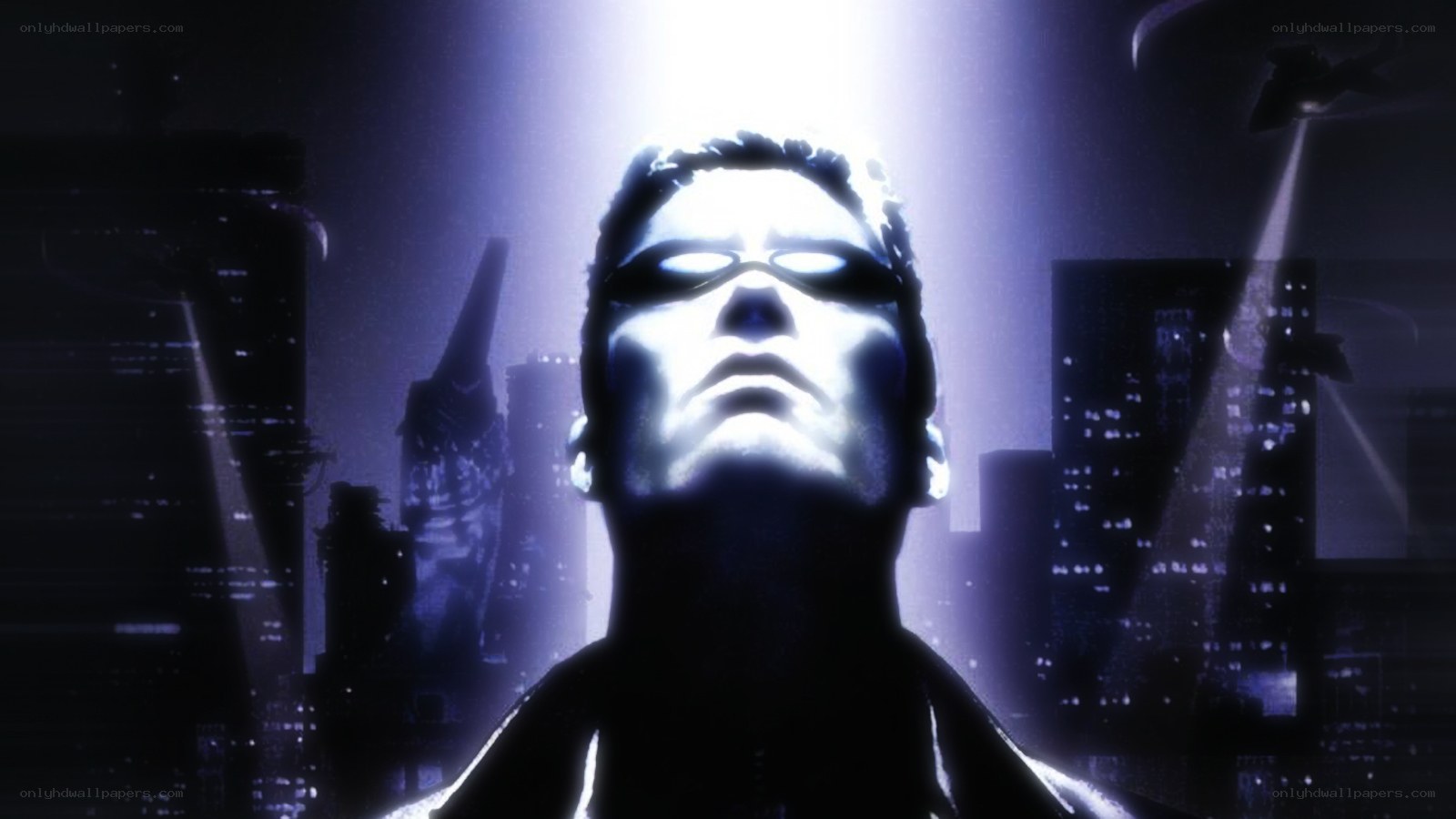 man in futuristic cityscape