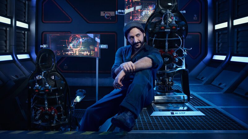 Man in Futuristic Cockpit