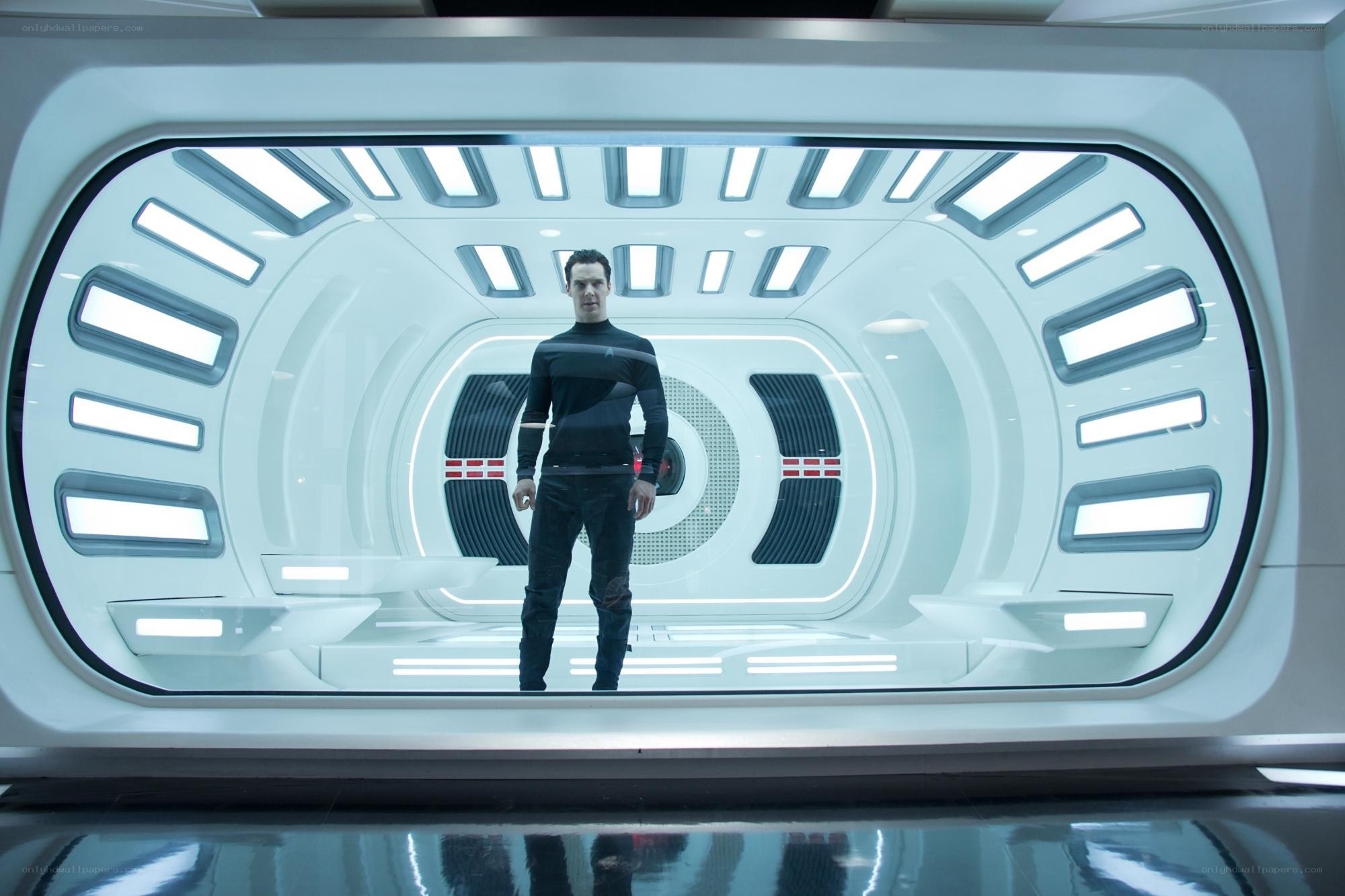 man in futuristic corridor