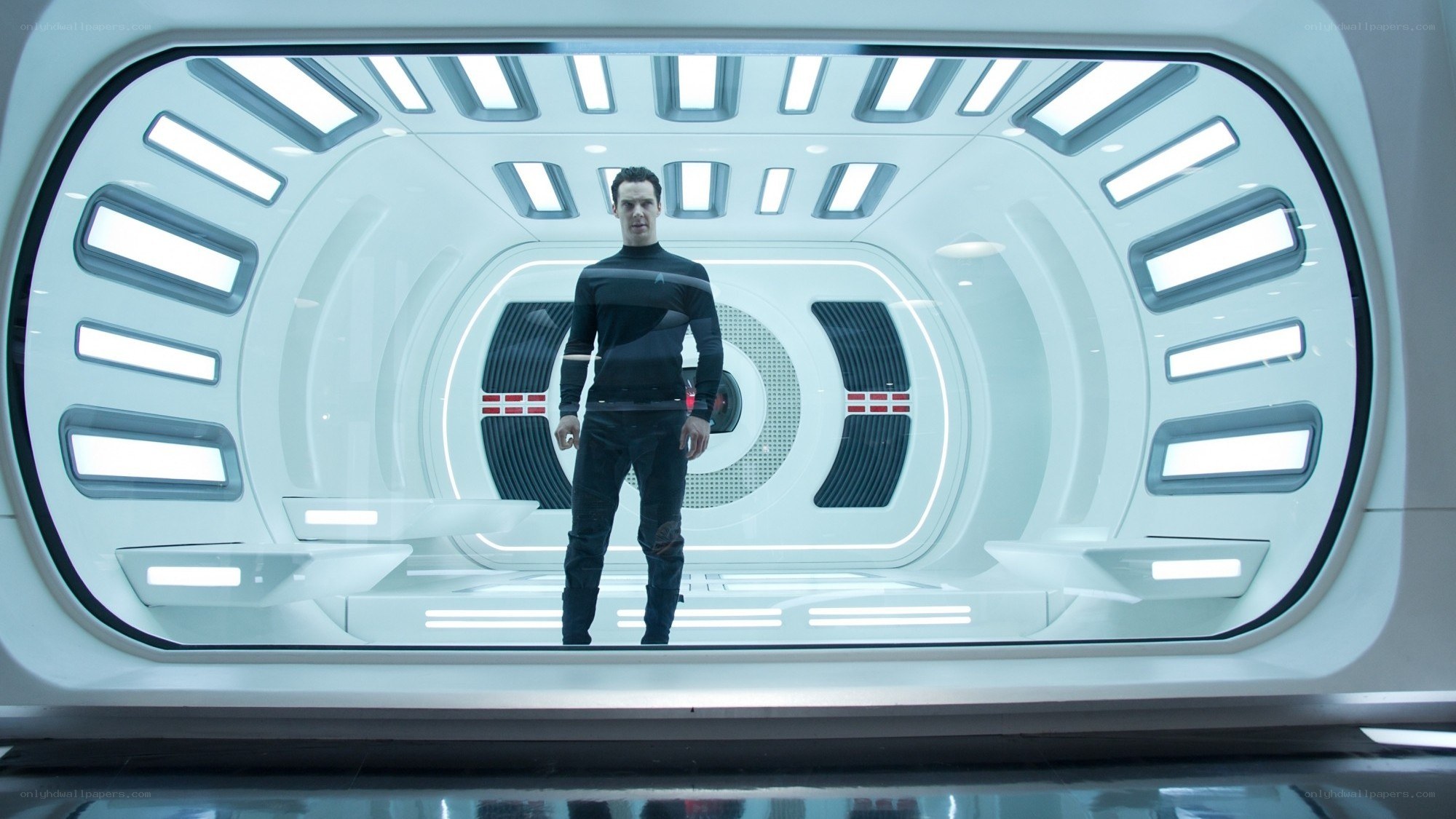 man in futuristic corridor