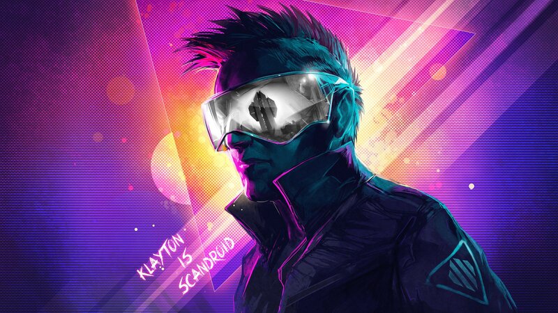Man in Futuristic Goggles — Purple