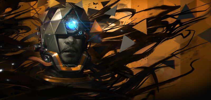 Man in Futuristic Helmet — Orange