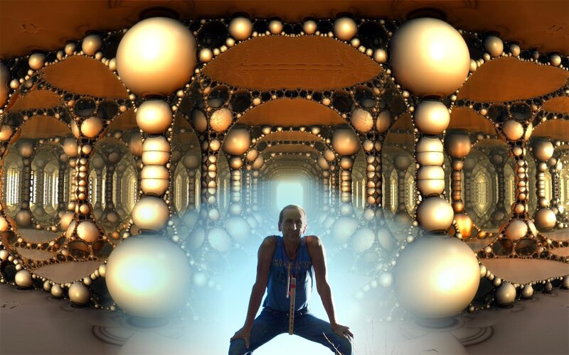 Man in Futuristic Tunnel — Gold